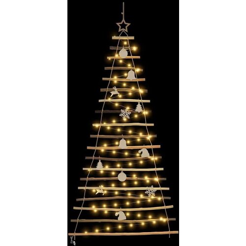 VidaXL Božićno drvce s 100 LED svjetlima Prirodna 180 cm Masivni jasen Slike