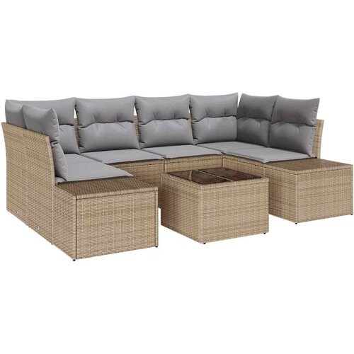  Sjedeća garnitura za vrt 8 kom. Bež i siva poliratan 239 x 62 x 69 cm Slike