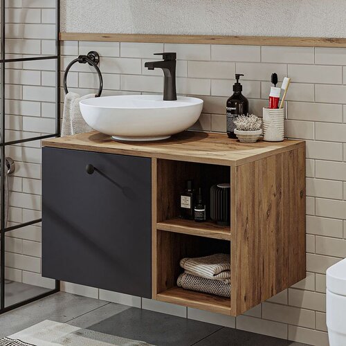 Hanah home kupatilski ormarić sa lavaboom 2453, 75 cm, atlantski bor / antracit Cene