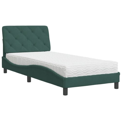 VidaXL Krevet s madracem tamnozeleni 90x190 cm bar&amp;scaron;unasti Slike