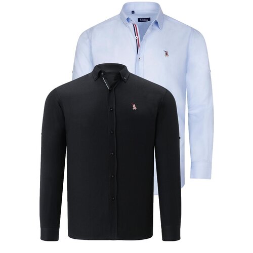 Dewberry DUAL SET G674 MENS SHIRTS-BLACK-CLEAR BLUE Slike