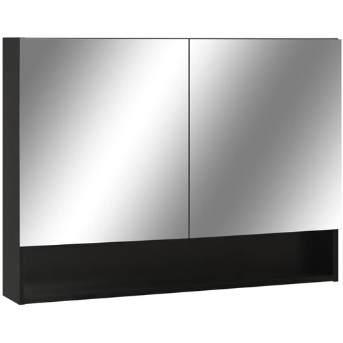 Maison Chic LED Kopalniška omarica - Kopalniški kabinet z ogledalom črna 80x15x60 cm MDF, (21794581) Cene
