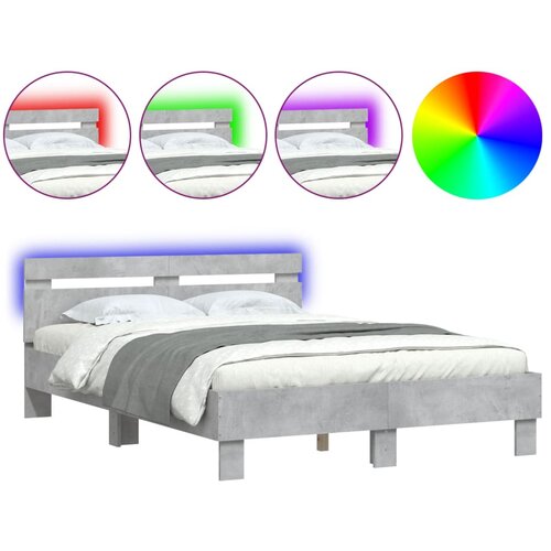 VidaXL Posteljni okvir z vzglavjem in LED betonsko siv 120x190 cm, (20978728) Slike
