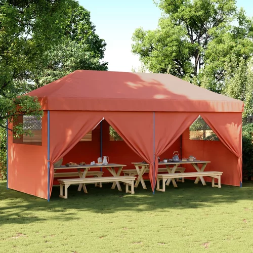 vidaXL Sklopivi prigodni šator za zabave s 4 bočna zida terakota
