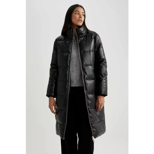 Defacto Relax Fit Recycled Filling Faux Leather Coat