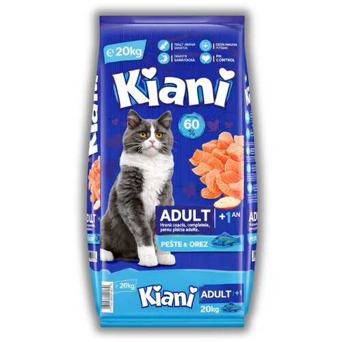 Kiani Suva hrana za mačke, Adult, Riba i pirinač, 20 kg Cene