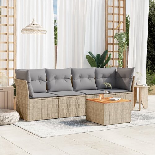  5-dijelni vrtni set sofa s jastucima bež od poliratana Cijene