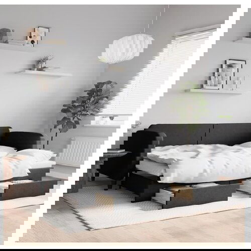 vidaXL Izvlečna dnevna postelja s predali črna 90x190 cm bla Cene