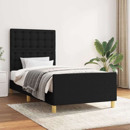  Posteljni okvir z vzglavjem črn 90x190 cm blago, (20795050) Slike