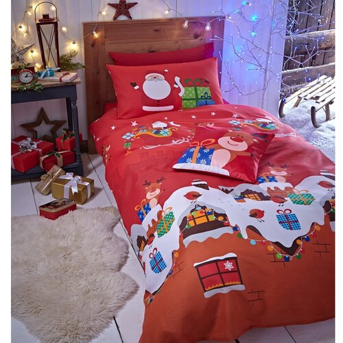 Catherine Lansfield crvena posteljina Rudolf, 135 x 200 cm Cijene