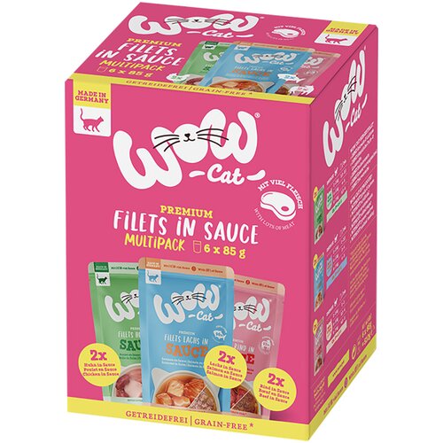WOW Cat Varčno pakiranje WOW Cat fileji v omaki 24 x 85 g - Me&amp;scaron;ano pakiranje (3 sorte) Slike