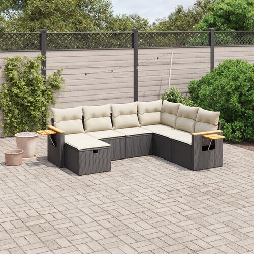 vidaXL 7-dijelni set vrtnih sofa od poliratana s jastucima crni Cijene