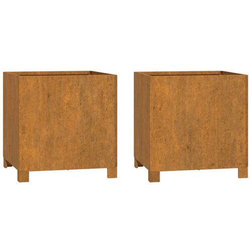 Maison Chic Cvetlično korito - Cvetlični Lonec z nogami 2 kosa zarjavelo 42x40x43 cm jeklo, (21788732) Cene