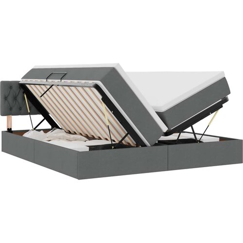  Krevet s od storage Tamno siva 180 x 200 cm Lažna koža - Tamno siva 180 x 200 cm Dizajn s jastučićima Slike