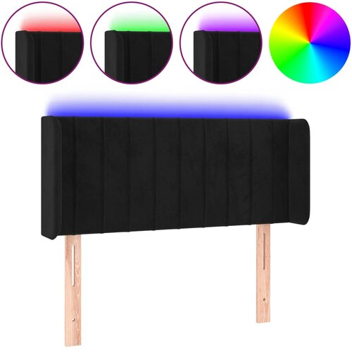 Maison Chic led posteljno vzglavje - vzglavna omarica - nočna omarica črno 103x16x78/88 cm žamet, (21712562) Slike