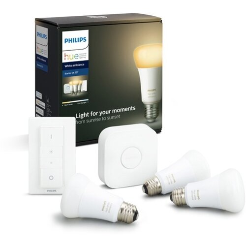 Philips hue set beli ambinece 9.5w E27 A19 (3hue sijalice + bridge + dimmer) Cene