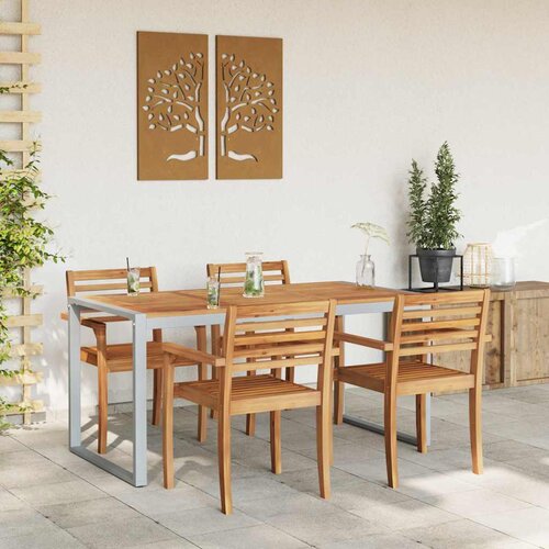  Stol za vrt Siva 160 x 80 x 75 cm Čvrsto drvo akacije Cene