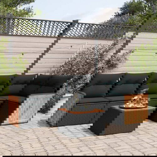 vidaXL 6-dijelni set vrtnih sofa s jastucima crni od poliratana Cijene