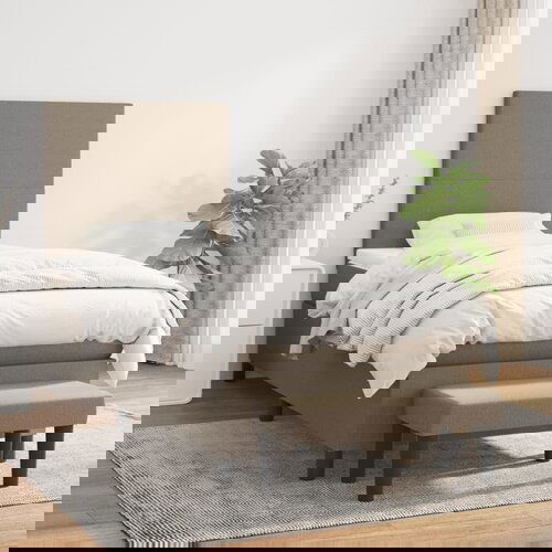 The Living Store Box spring postelja z vzmetnico taupe 100x200 cm blago - Box Spring Postelja, (21511914) Slike
