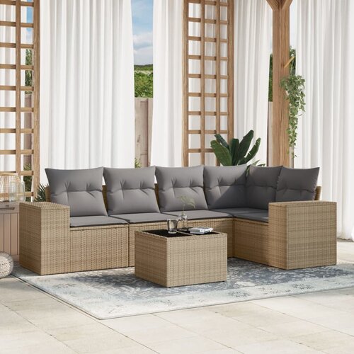 vidaXL 6-dijelni set vrtnih sofa s jastucima bež od poliratana Cijene