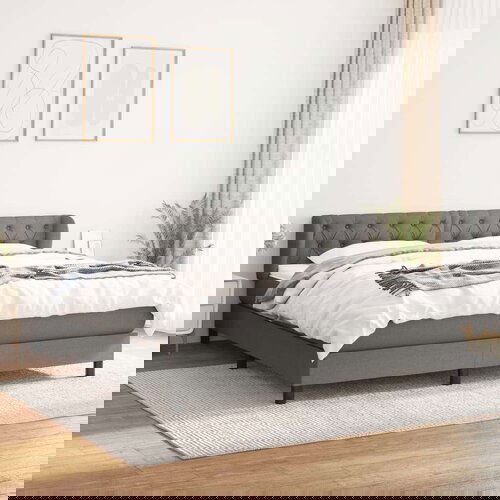  Kreveta s oprugama i madrac svjetlosivi 160x200cm tkanina Slike
