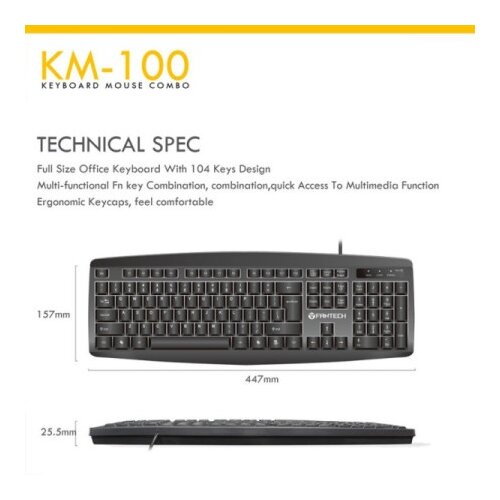 Fantech km-100 tastatura + mis usb logitech go us crna Slike