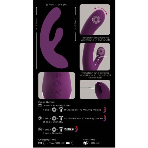 Javida zajčkast vibrator za G-točko in klitoris (vijoličen) Slike