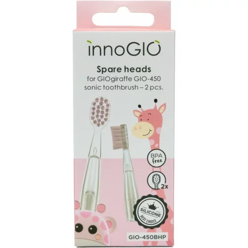 innoGIO GIOGiraffe Spare Heads for Sonic Toothbrush nadomestne glave za sonično baterijsko zobno ščetko za otroke Pink 2 kos