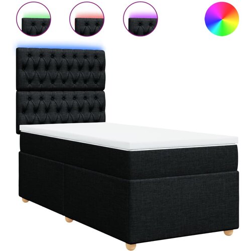 vidaXL Box spring postelja z vzmetnico črna 100x200 cm blago, (21291480) Cene