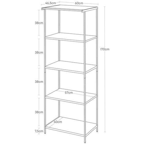 YAMAZAKI Mat bel jeklen regal 60x170x46,5 cm Tower &amp;ndash; Slike