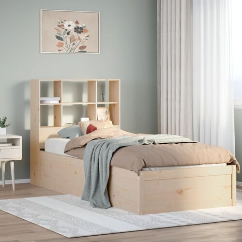 VidaXL Posteljni okvir brez vzmetnice 75x190 cm trdna borovina Slike
