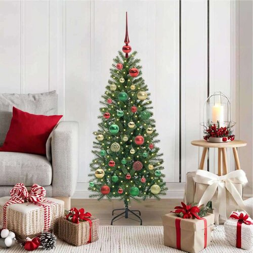 vidaXL Umestno božično drevo med 150 LED Zelena 120 cm PE in PVC Cene