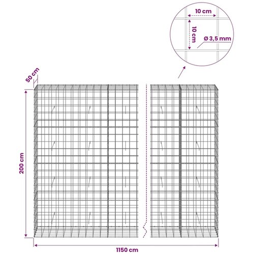  Gabion s žicom debljine 3 5 mm i mrežom 10x10 cm 1150x50x200 cm - 50 cm 200 cm 1150 cm Slike