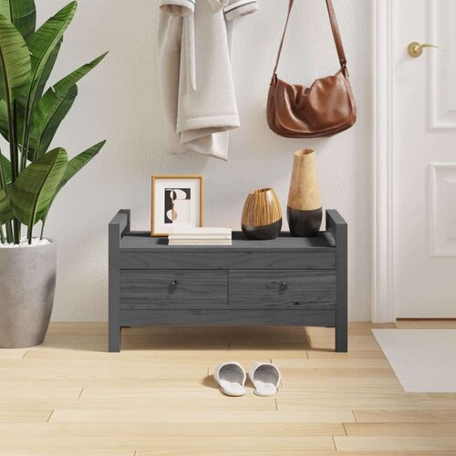  Klop za predsobo siva 80x40x43 cm trdna borovina, (20739392) Slike