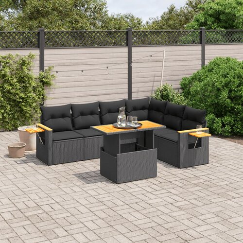 vidaXL 7-dijelni set vrtnih sofa od poliratana s jastucima crni Cijene