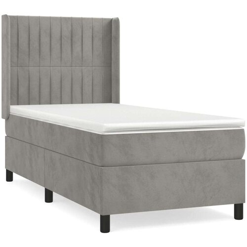 Box spring krevet s madracem svjetlosivi 90x190 cm bar&amp;scaron;unasti Slike