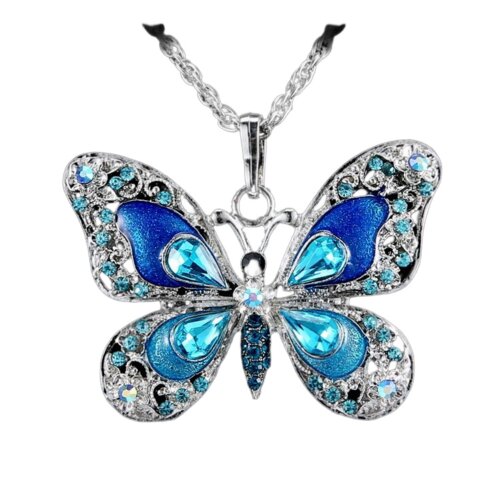 INF Vintage ogrlica z obeskom Butterfly Blue, (21237824) Cene