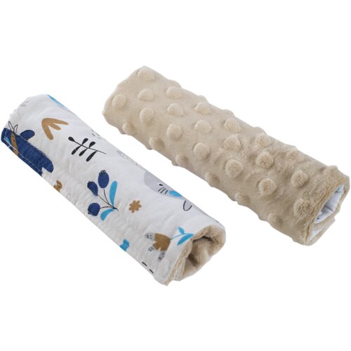 Medi Partners Stroller belt protectors (2 pcs.) cotton + minky – Boho animals + beige minky Slike