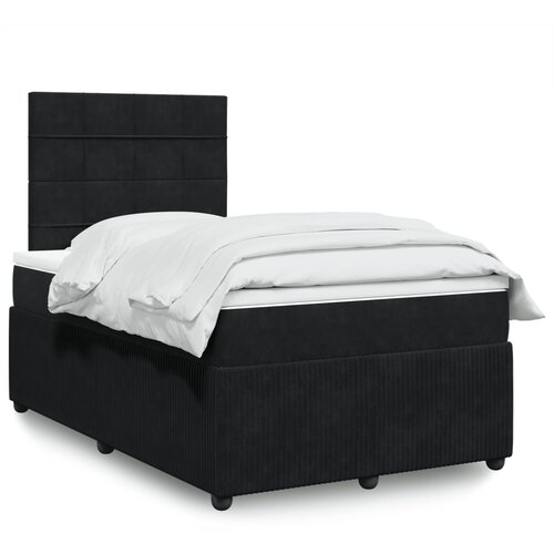 vidaXL Box spring postelja z vzmetnico črna 120x200 cm žamet Cene