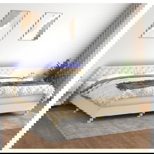 vidaXL Krevet box spring s madracem LED krem 160x200 cm od tkanine Cene