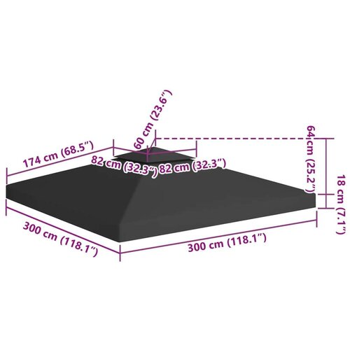 VidaXL Pokrov za sjenicu s 2 razine 310 g/m&amp;sup2; 3 x 3 m crni Slike