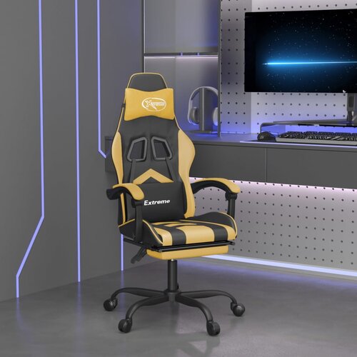 The Living Store Vrtljiv gaming stol z oporo za noge črno in zlato umetno usnje - Gaming Stol, (21426708) Cene