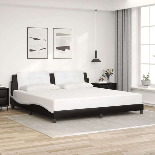  Okvir za krevet s uzglavljem crno-bijeli 200x200cm umjetna koža Slike