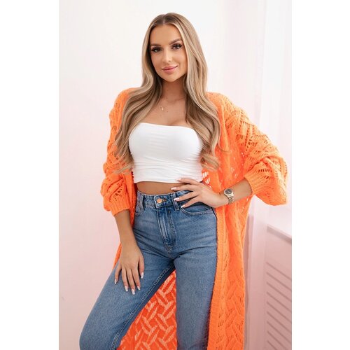 Kesi Long cardigan Super KID Mohair orange neon Slike
