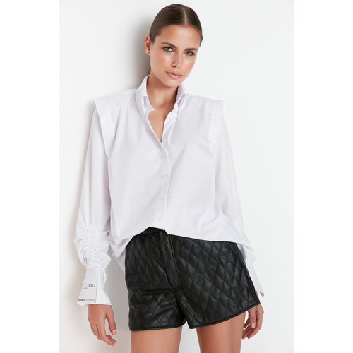 Trendyol X Sagaza Studio White Drawstring Shirt Slike