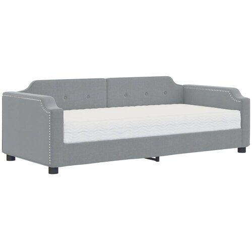  Dnevni krevet s madracem svjetlosivi 100 x 200 cm od tkanine Slike