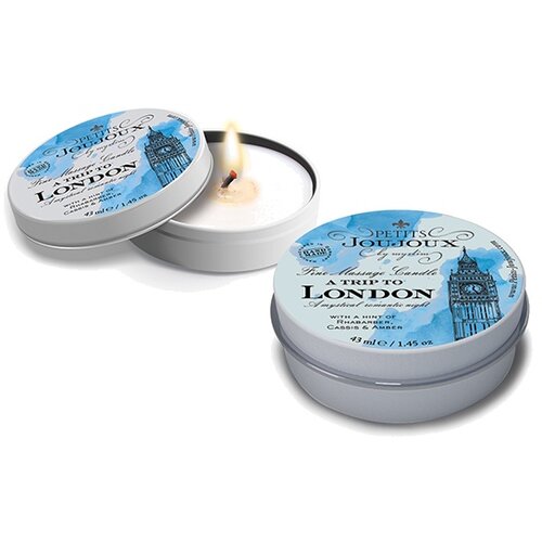 Petits JouJoux Massage Candle A trip to London Rhubarb &amp;amp; Cassis &amp;amp; Ambra 43ml Slike