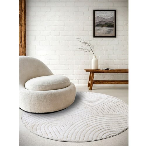 Elle Decoration Bijeli okrugao tepih &amp;oslash; 160 cm Panglao New York White &amp;ndash; Slike