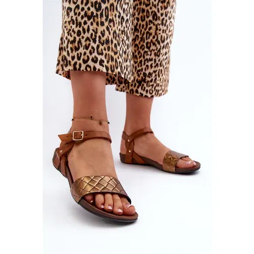 Kesi Zazoo Women's Flat Leather Sandals, Copper