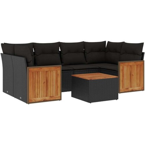 vidaXL 7-dijelni set vrtnih sofa od poliratana s jastucima crni Cijene